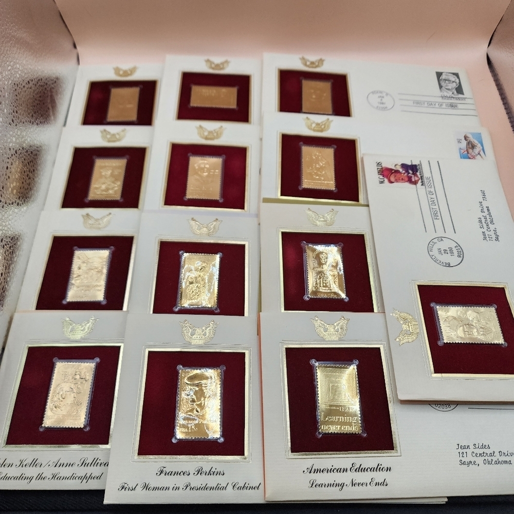 13 Mixed Lot Stamps Gold Replica First Day of Issue Helen Keller Medical Arts - Picture 1 of 3